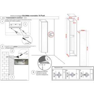 Istruzioni di montaggio per mobile bagno t.b.t.: Dettagli per l'installazione della colonna lavabo.