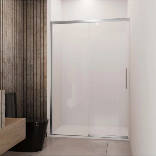 Porta scorrevole doccia Lux sx nicchia est. 107-110 cm argento trasparente