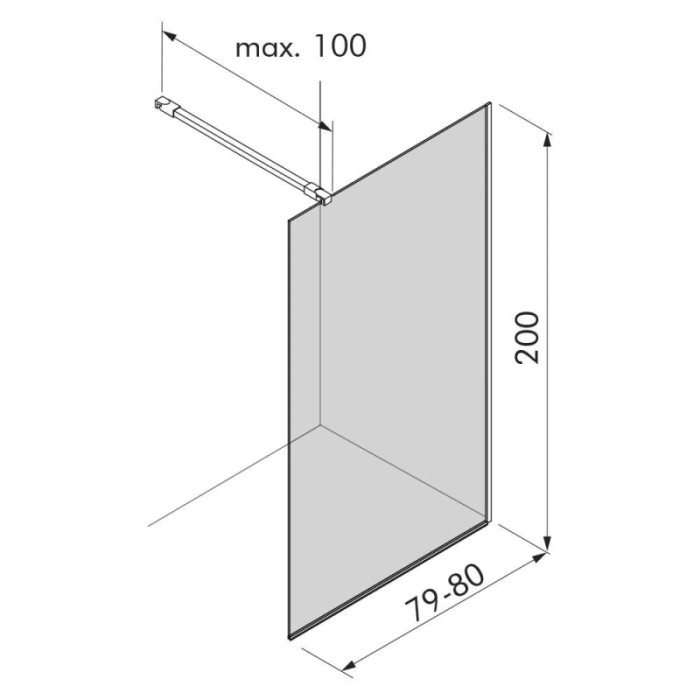 Doccia walk-in Orion 80x200 cm profilo oro spazzolato