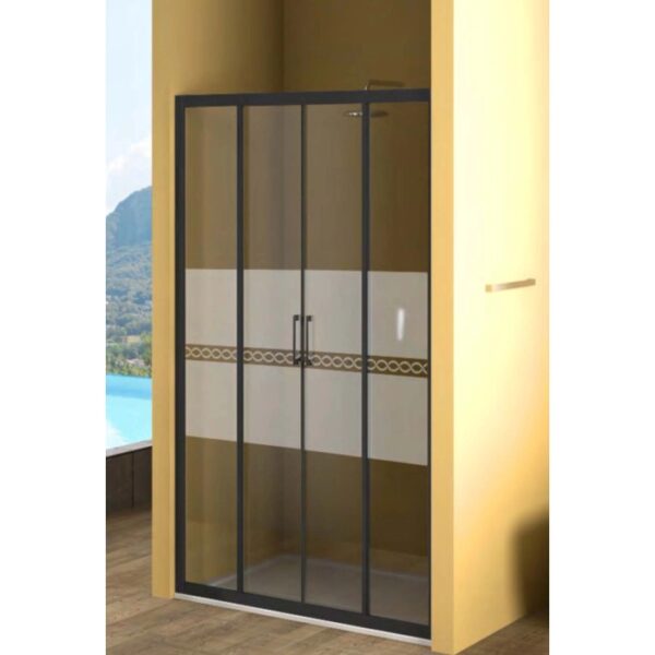 Porta doccia t.b.t. nera con vetro parzialmente satinato e maniglie. Categoria: Porte doccia.