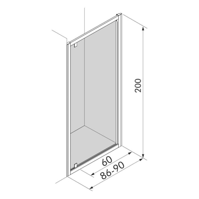 Porta doccia Pivot Elite 86-90x200 cm nichel spazzolato