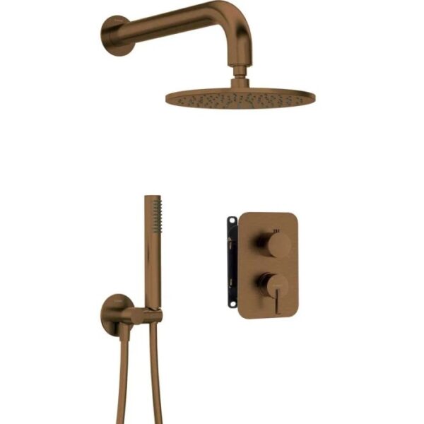 Set doccia incasso Idrostile Limonar box 250 mm bronzo spazzolato