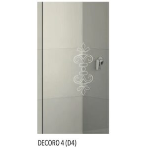 Box doccia angolare con decoro 4 (D4) su pannello in vetro.