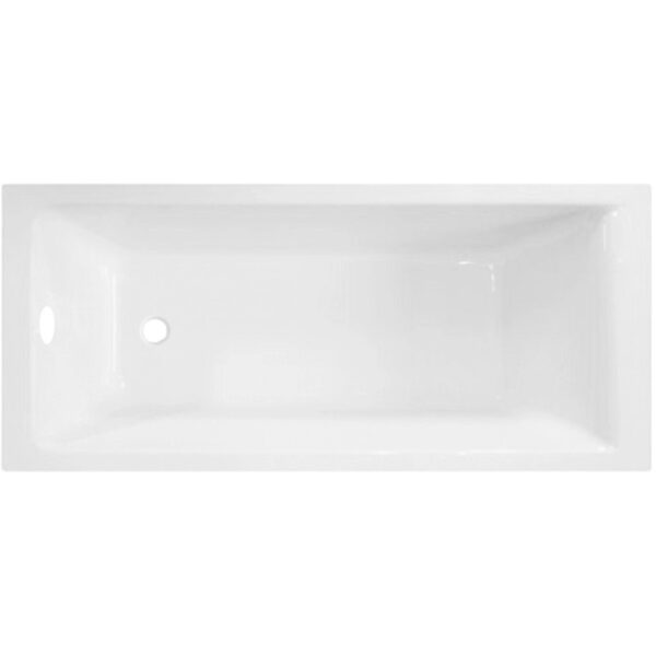 Vasca da bagno rettangolare bianca vista dall'alto. Design semplice per bagni rilassanti.