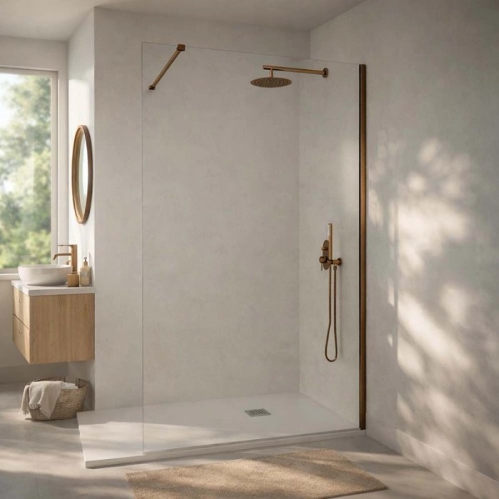 Doccia walk-in Orion 120x200 cm profilo oro rosa