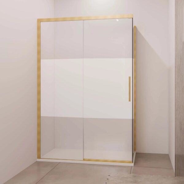 Porta scorrevole dx doccia Lux con fisso 110/117 cm oro spazzolato