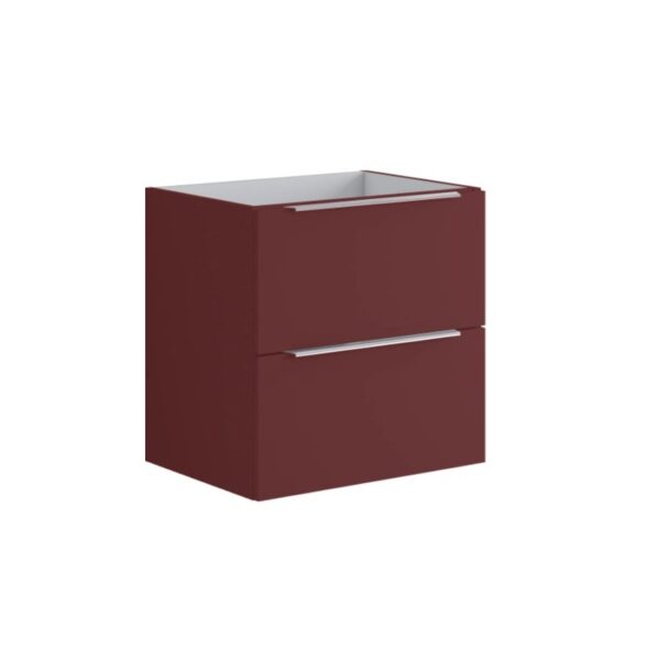 Mobile bagno t.b.t. bordeaux con due cassetti e maniglie argentate.