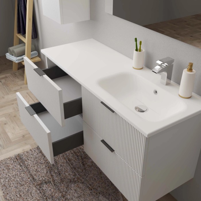 Mobile lavabo t.b.t. con due cassetti in bianco. Mobili bagno Lavandini.