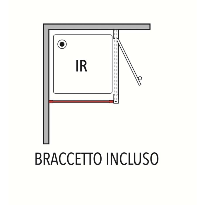 Disegno tecnico di una parete doccia t.b.t. con dettagli di montaggio.