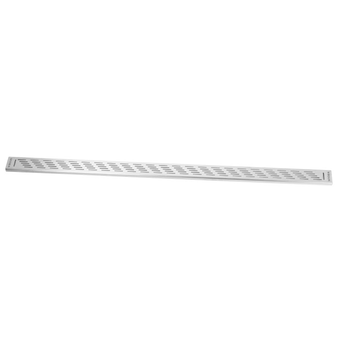 Canaletta doccia in acciaio inox con design a fessura per doccia a filo pavimento.
