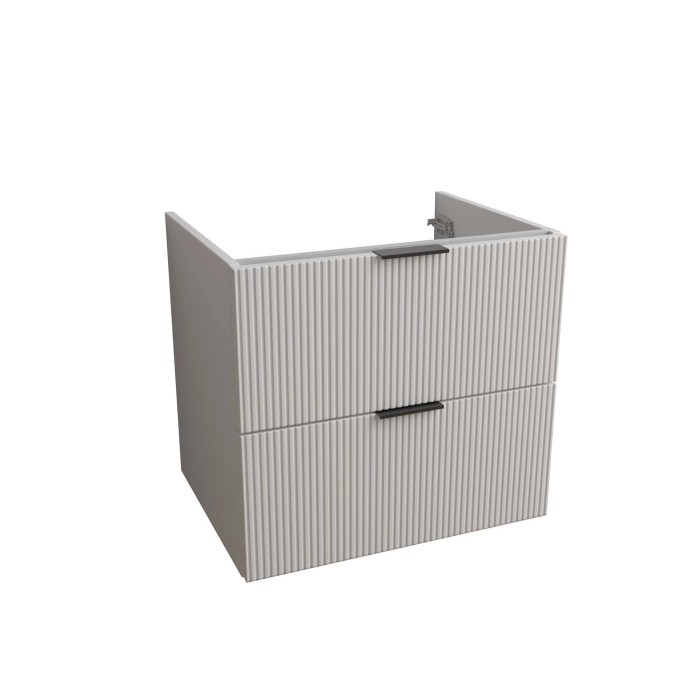 t.b.t. Mobile bagno sospeso con due cassetti e maniglie nere.