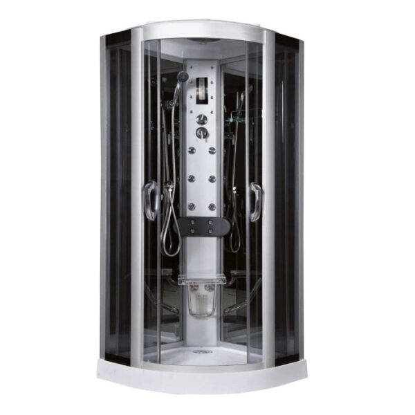 Cabina Doccia Semicircolare 90x90cm nera Agatea con idromassaggio e radio