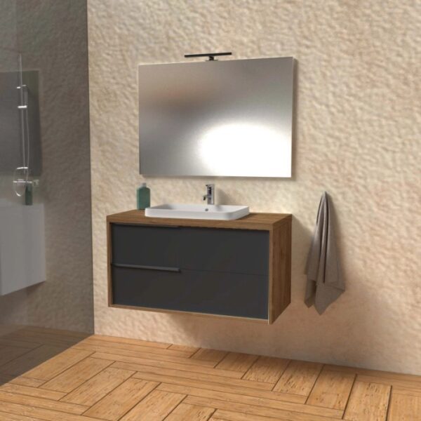 Mobile bagno base lavabo sospeso Kora 81x65x46 cm noce grafite opaco