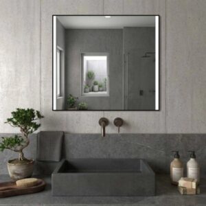 Specchio telaio perimetrale fasce lat. retroill. Noir 100xh70 cm nero opaco