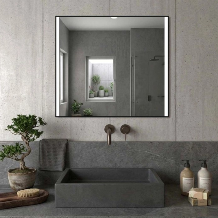Specchio telaio perimetrale fasce lat. retroill. Noir 100xh70 cm nero opaco