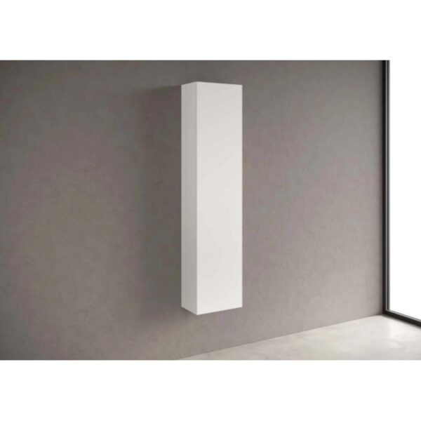 Mobile bagno sospeso t.b.t. bianco su parete grigia.