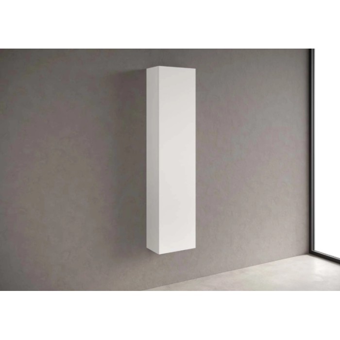 Mobile bagno sospeso t.b.t. bianco su parete grigia.