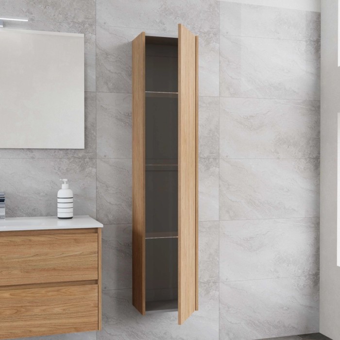 Mobile bagno colonna sospesa 1 anta apertura push honey 34x162x25 cm