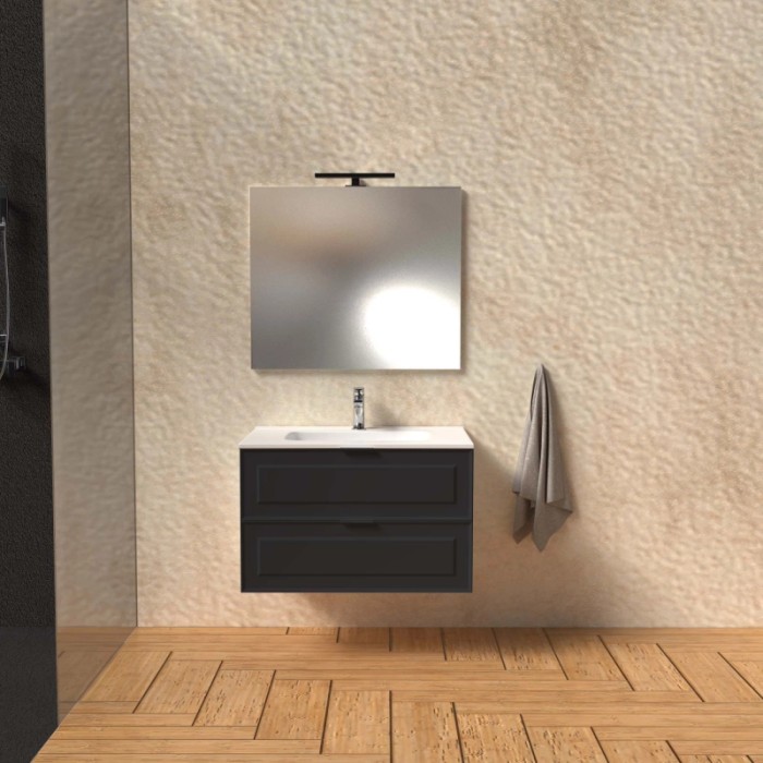 Mobile bagno base lavabo sospesa bugnata H51xL101xP46 cm Grafite Opale