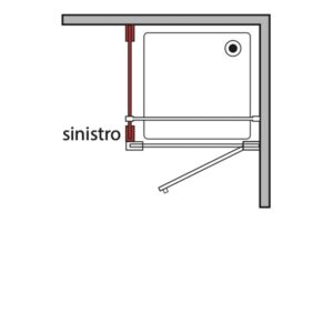 Schizzo di un box doccia angolare t.b.t con vista porta sinistra.