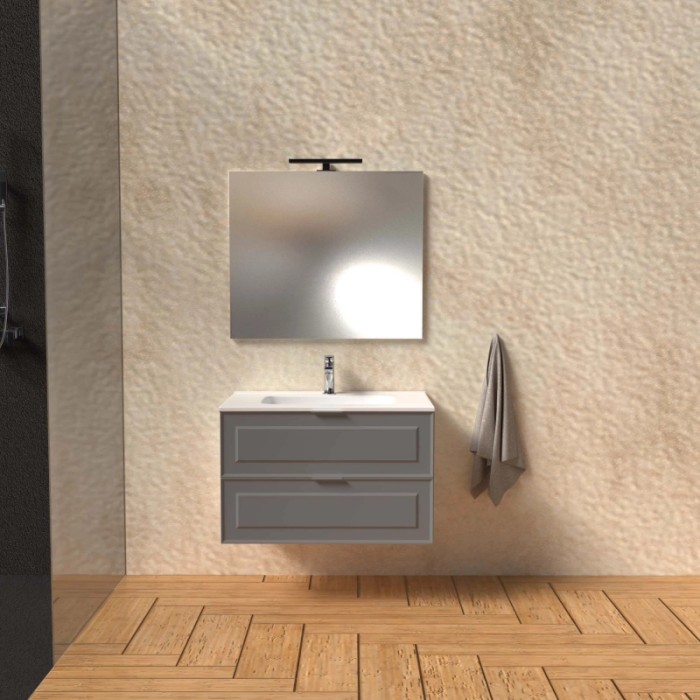 Mobile bagno base lavabo sospesa bugnata H51xL101xP46 cm Grigio Opale