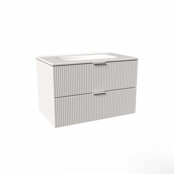 Mobile bagno base lavabo sospesa cannettata H51xL101xP46 cm Bianco Opale