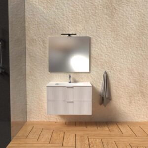 Mobile bagno base lavabo sospesa cannettata H51xL101xP46 cm Bianco Opale