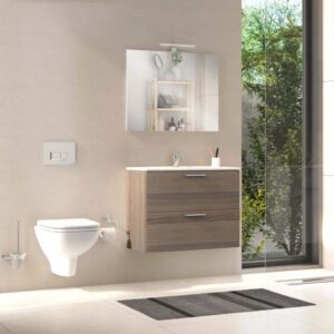 Composizione bagno mobile sospeso Sara 80 cm lavabo specchio LED Cordoba