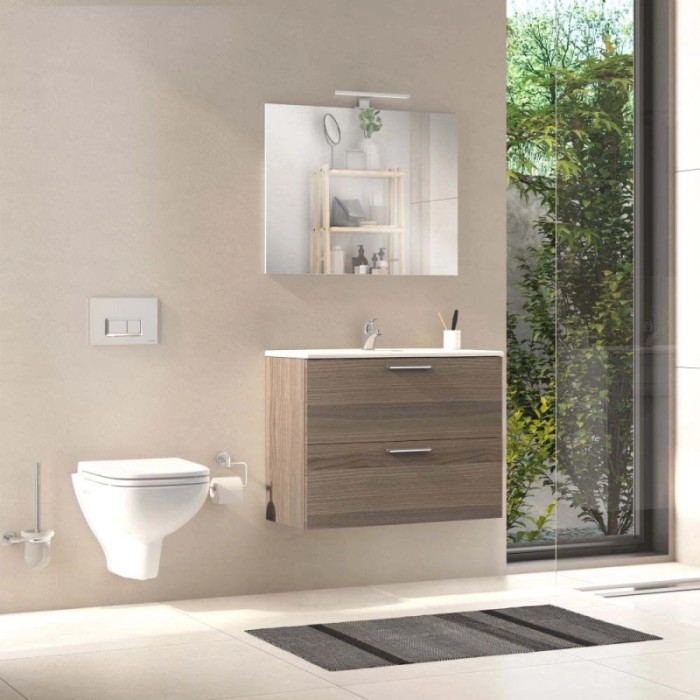 Composizione bagno mobile sospeso Sara 80 cm lavabo specchio LED Cordoba