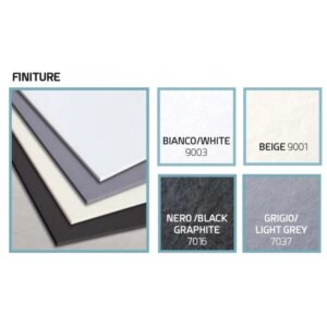 Selezione colori per piatto doccia t.b.t.: Bianco, Beige, Nero Grafite, Grigio Chiaro.