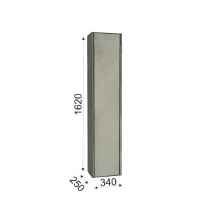 Elemento per mobili bagno t.b.t. con dimensioni (altezza 1620 mm, profondità 250 mm, larghezza 340 mm).