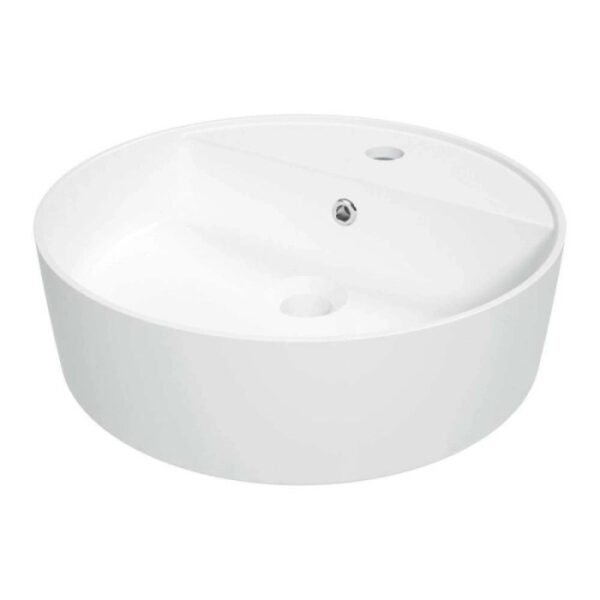Lavabo d`appoggio ceramica Idrostile tondo con basetta bianco