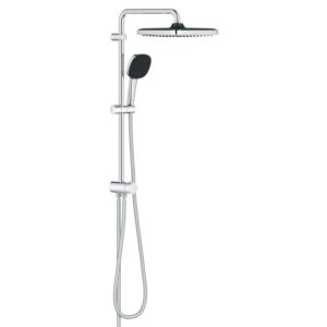 Set doccia Grohe Vitalio Comfort 250 Flex, cromo, con soffione e doccetta.