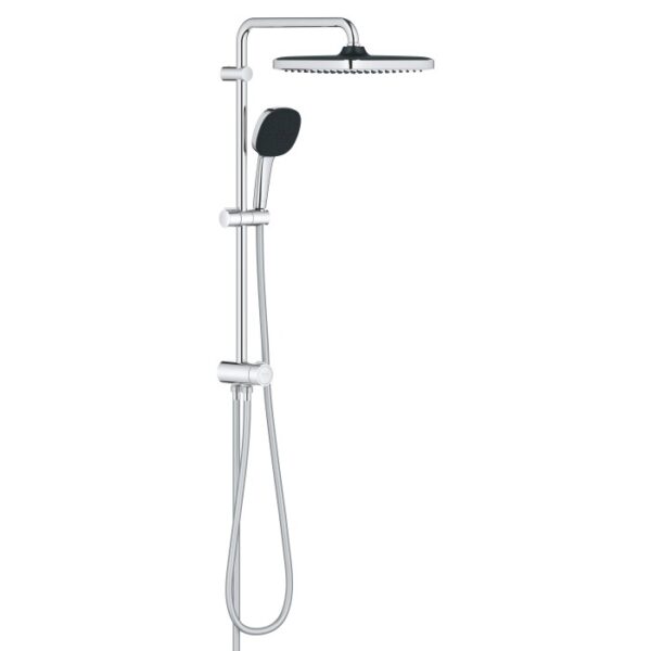 Set doccia Grohe Vitalio Comfort 250 Flex, cromo, con soffione e doccetta.
