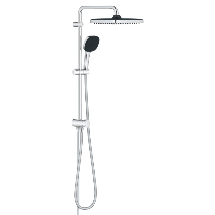 Set doccia Grohe Vitalio Comfort 250 Flex, cromo, con soffione e doccetta.
