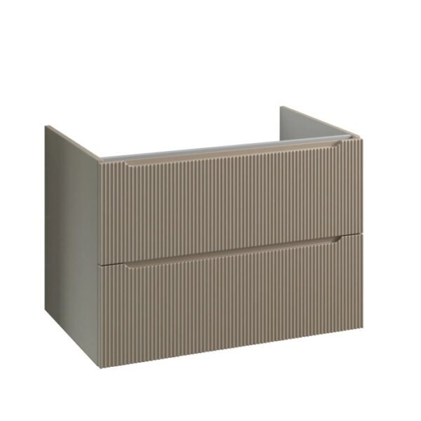 t.b.t. Mobile bagno sospeso beige con frontale a coste per arredo bagno.