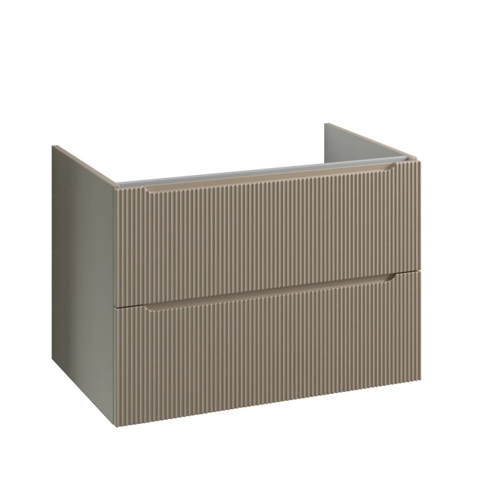 t.b.t. Mobile bagno sospeso beige con frontale a coste per arredo bagno.