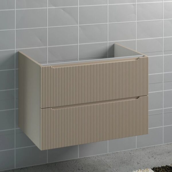 Mobile bagno sospeso t.b.t. beige con frontale a righe per un bagno moderno.