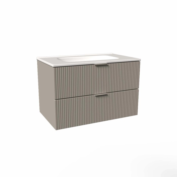 Mobile bagno base lavabo sospesa cannettata H51xL81xP46 cm Tortora Opale